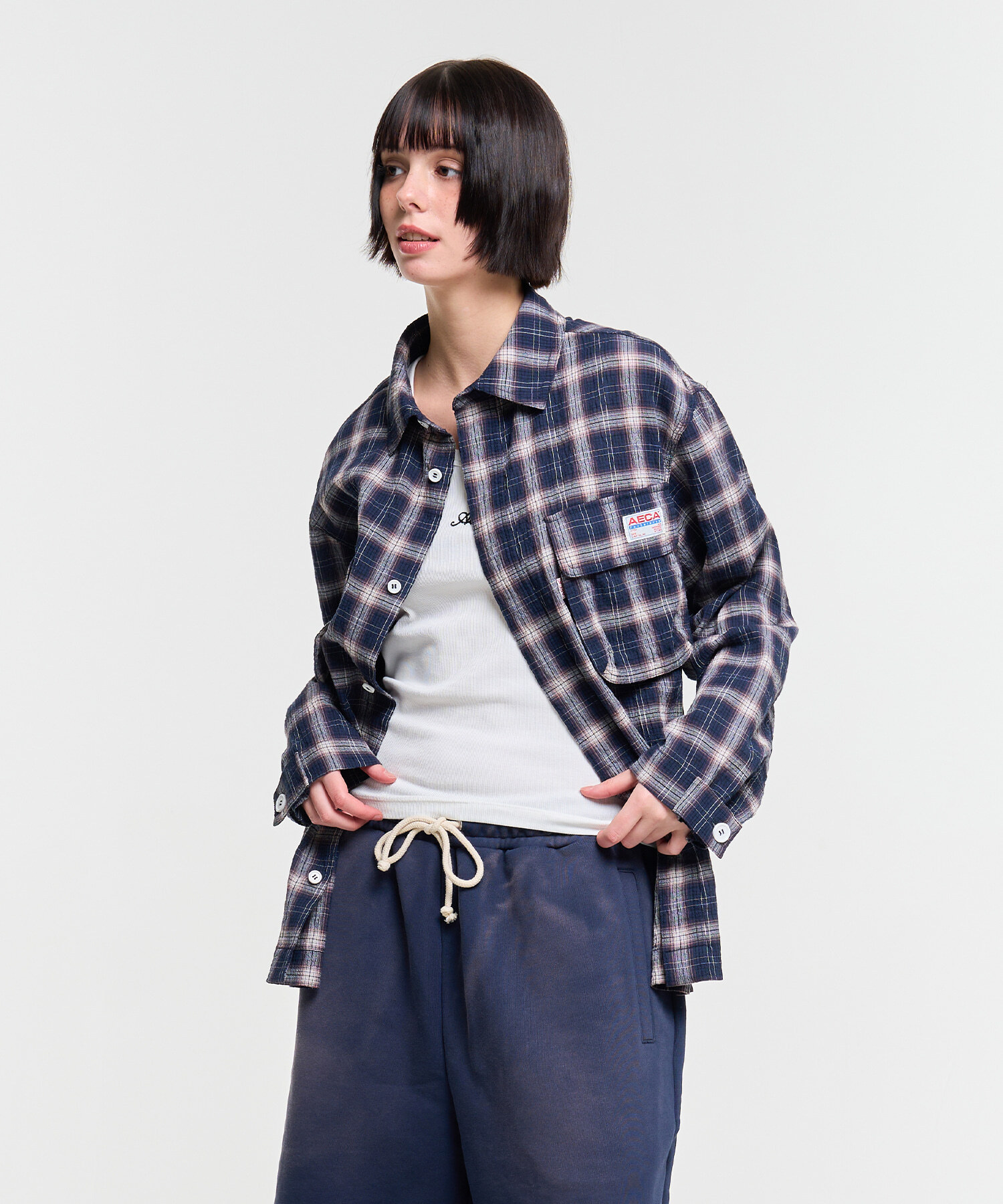 AECA FATIGUE CHECK SHIRTS NAVY AW2602SI02NA