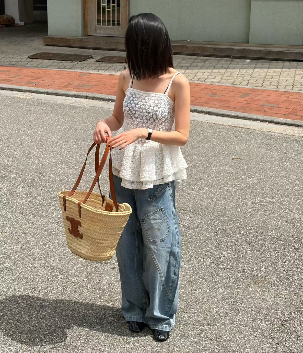 小花蕾絲蛋糕傘擺背心