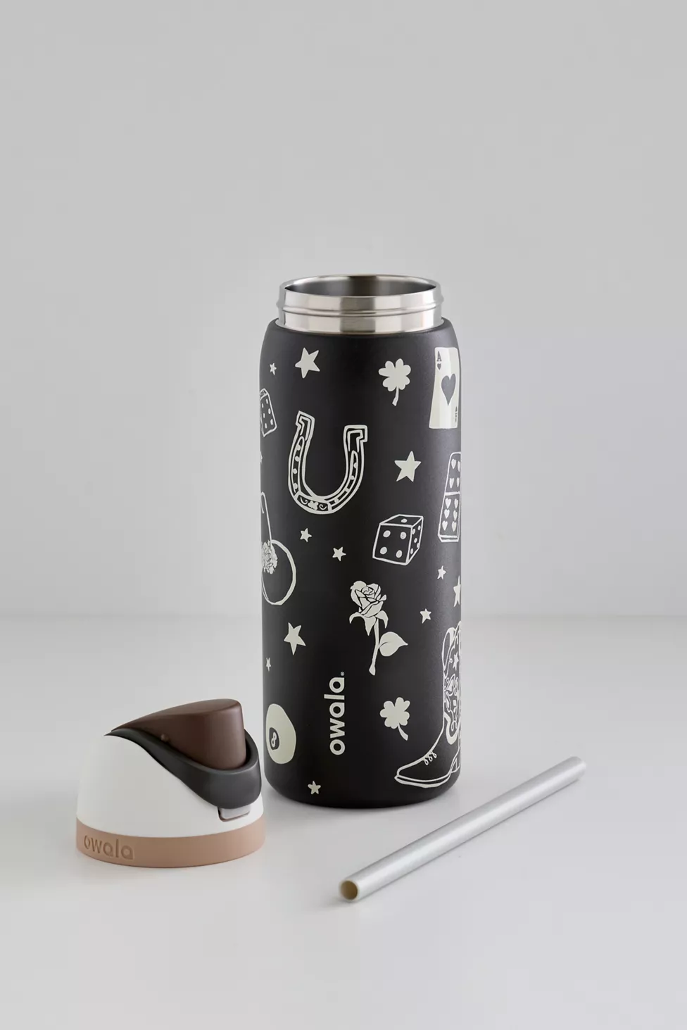 <國外限定> Owala x UO 限量 聯名款 幸運 塗鴉 黑白 水壺 吸管杯 手柄提把 保溫杯 32 oz / 945ml