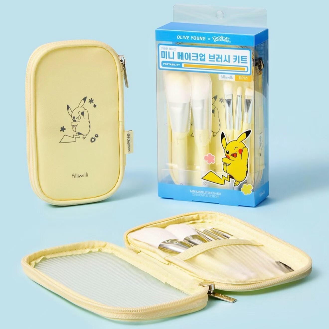 Fillimilli x Pokemon 比卡超迷你化妝掃5件組連收納袋套裝