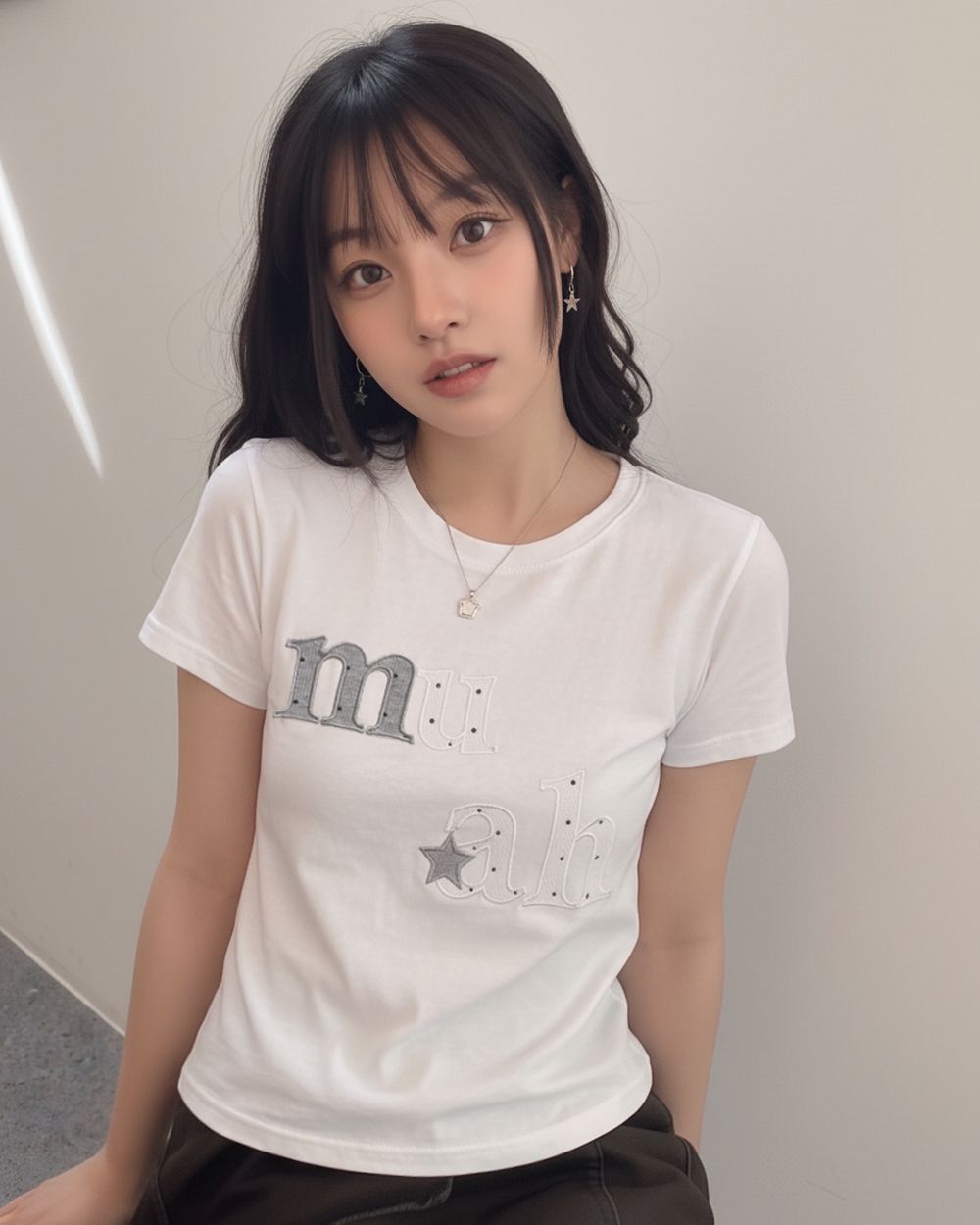 MUAHMUAH 星點刺繡貼片短袖T恤 MUT26045
