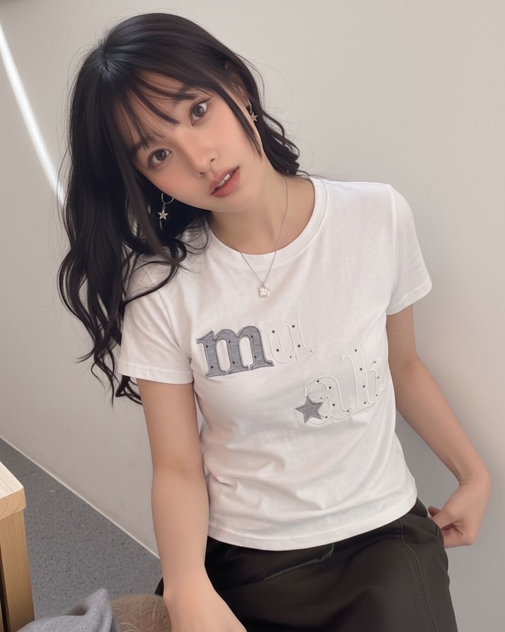 MUAHMUAH 星點刺繡貼片短袖T恤 MUT26045
