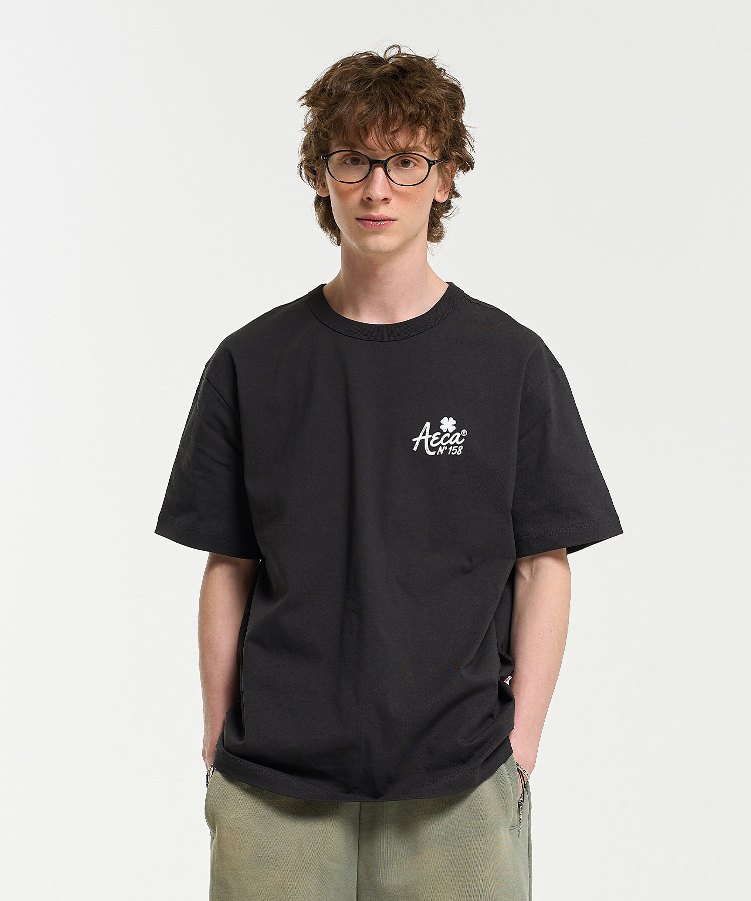 AECA LUCKY CLOVER LOGO GRAPHIC HALF SLEEVE TEE CHARCOAL AW2602TS07CH