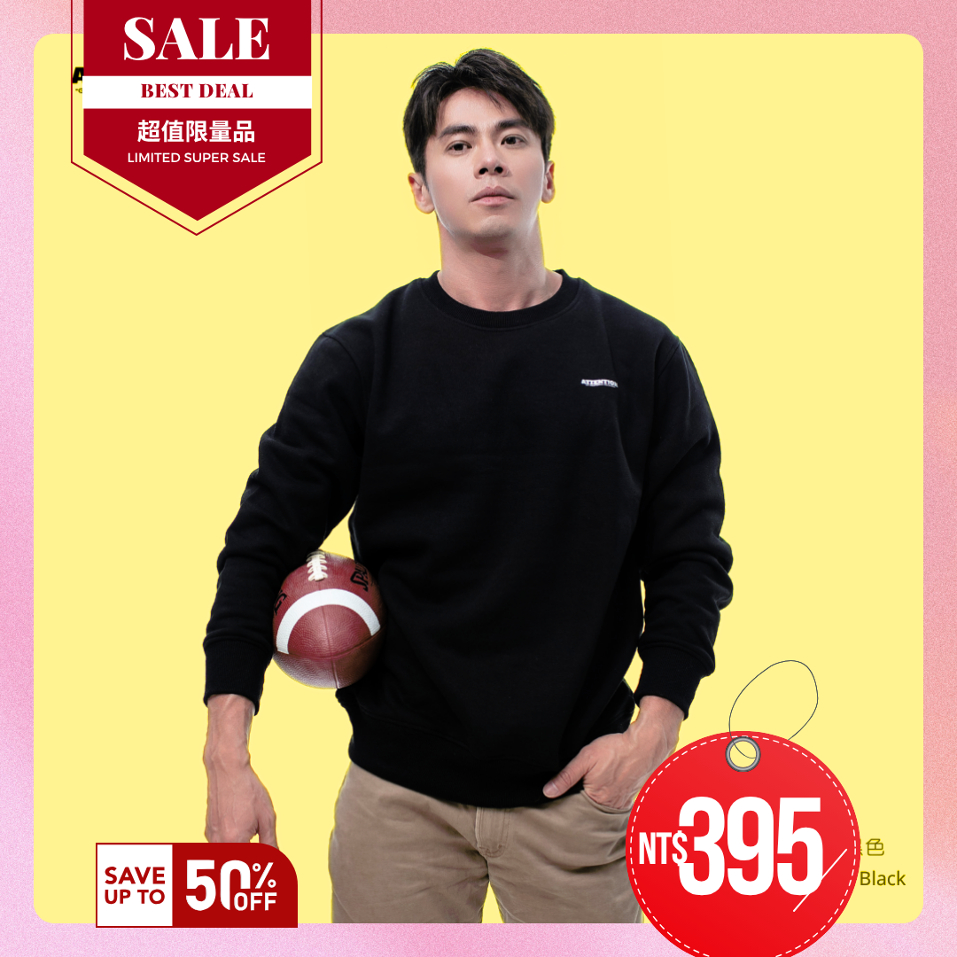 ❖May 50% Off Sale❖ ATTN Crewneck Brushed Fleece Sweatshirt, Black