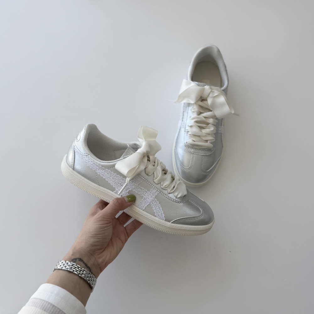 Onitsuka Tiger Tokuten 國外限定 蕾絲緞帶 白銀 銀色 鬼塚虎 德訓鞋 1183C340-020