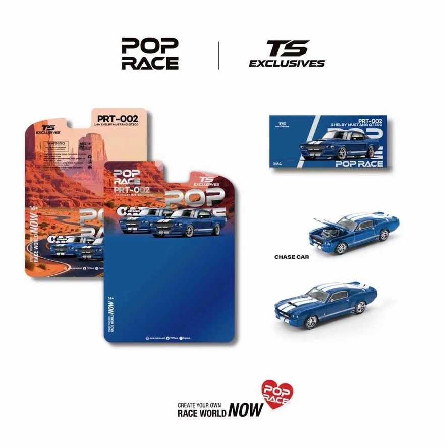 預訂 Pre Order - Poprace SHELBY MUSTANG GT500 – Blue with White Stripes PRT002