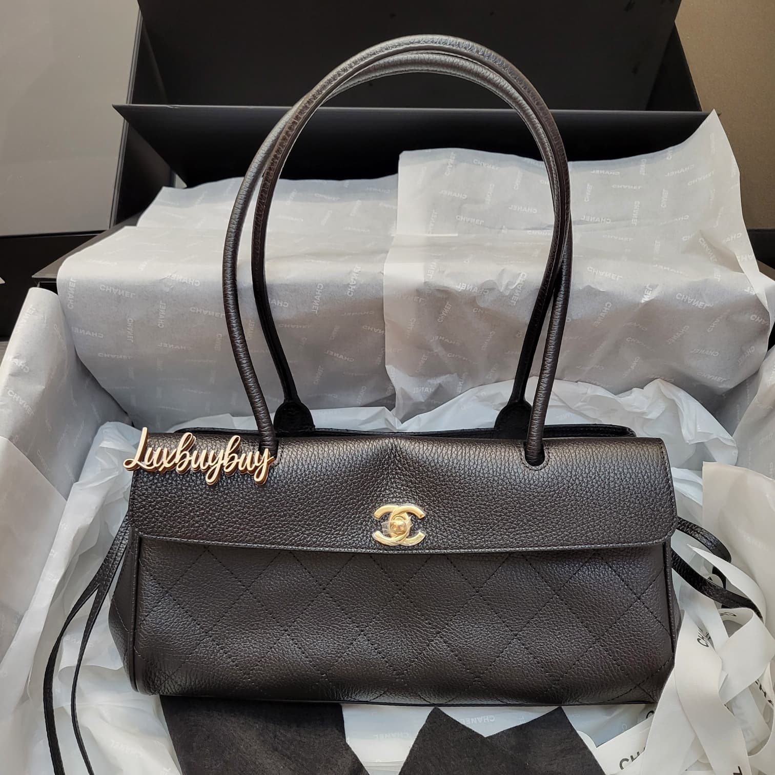 CHANEL AS6288 tote  calfskin & Gold Metal Black 黑色法棍 (會再返貨)