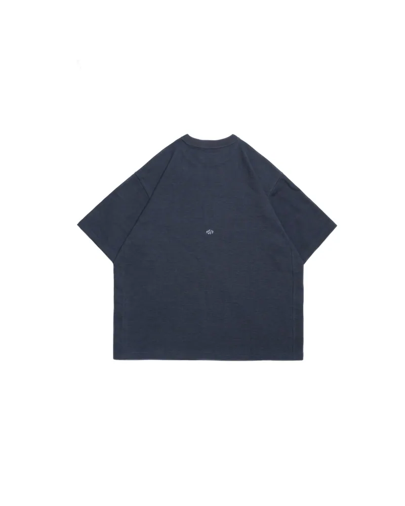 PERSEVERE TEXTURED WAFFLE KNIT T-SHIRT - GREY BLUE