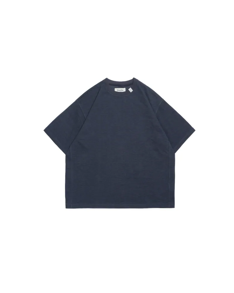 PERSEVERE TEXTURED WAFFLE KNIT T-SHIRT - GREY BLUE