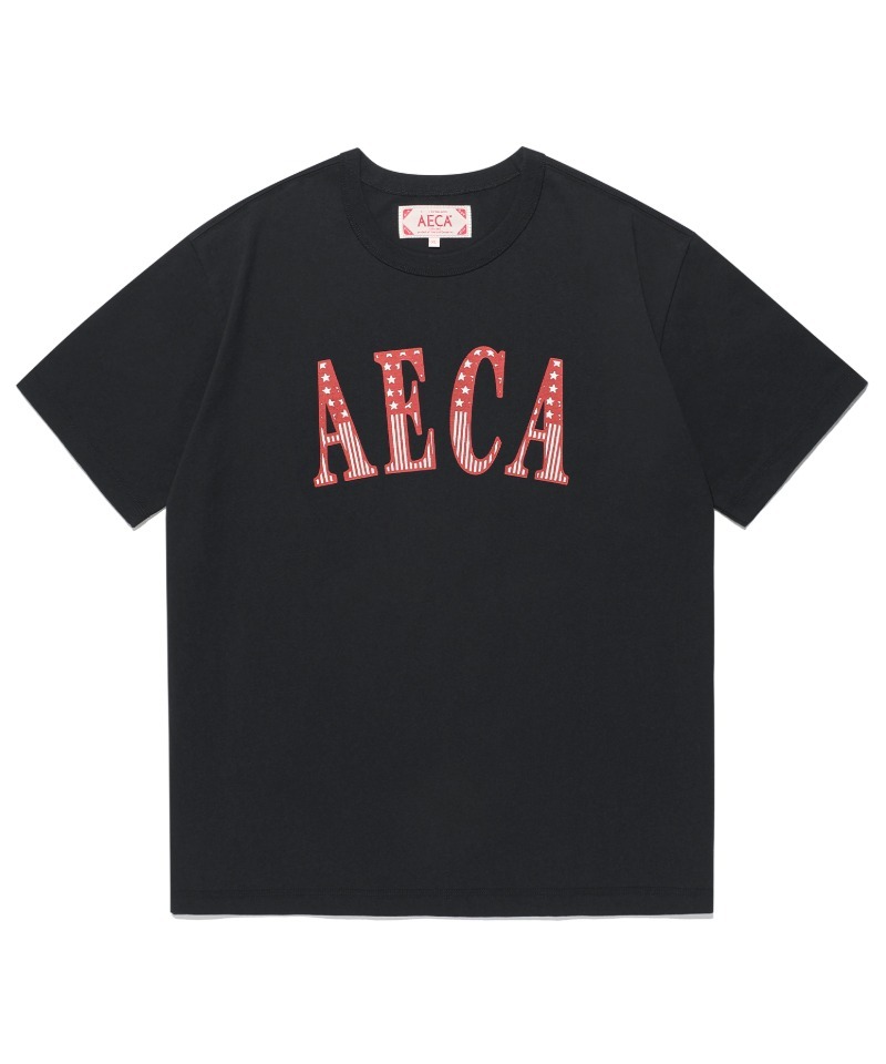 AECA CLASSIC LOGO DISTRESSED HALF SLEEVE TEE BLACK AW2602TS25BK