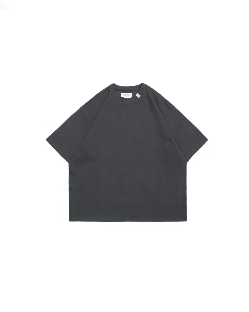 PERSEVERE TEXTURED WAFFLE KNIT T-SHIRT - DARK GREY
