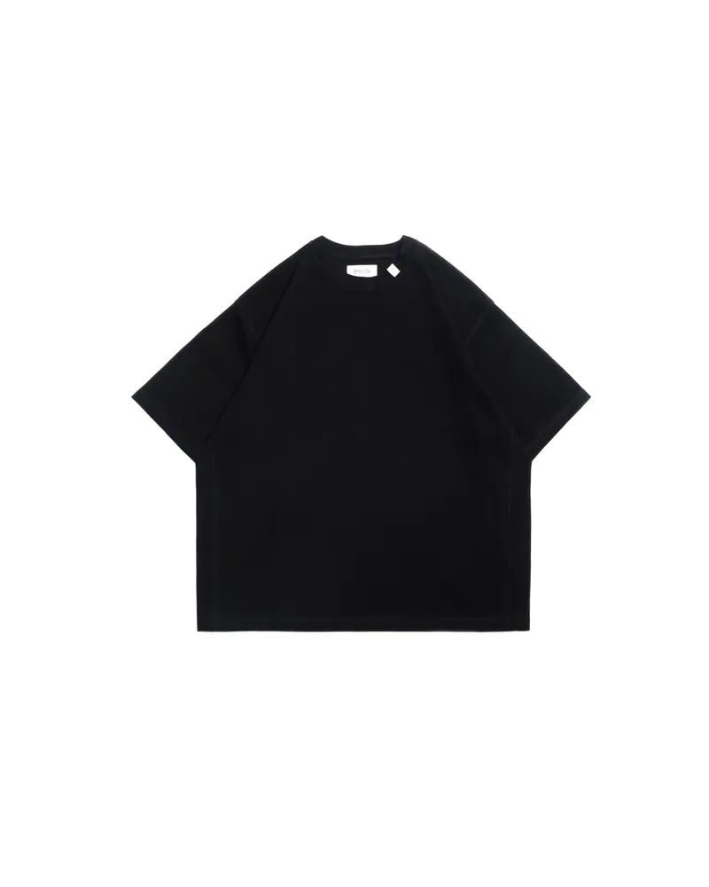 PERSEVERE TEXTURED WAFFLE KNIT T-SHIRT - BLACK