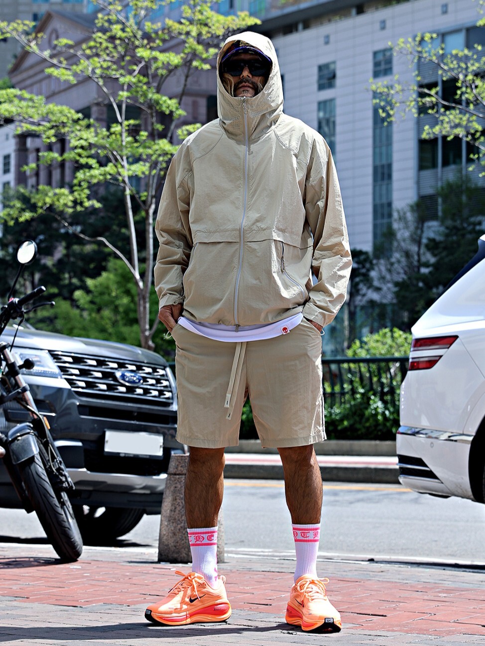 Reflective windproof jacket and shorts set