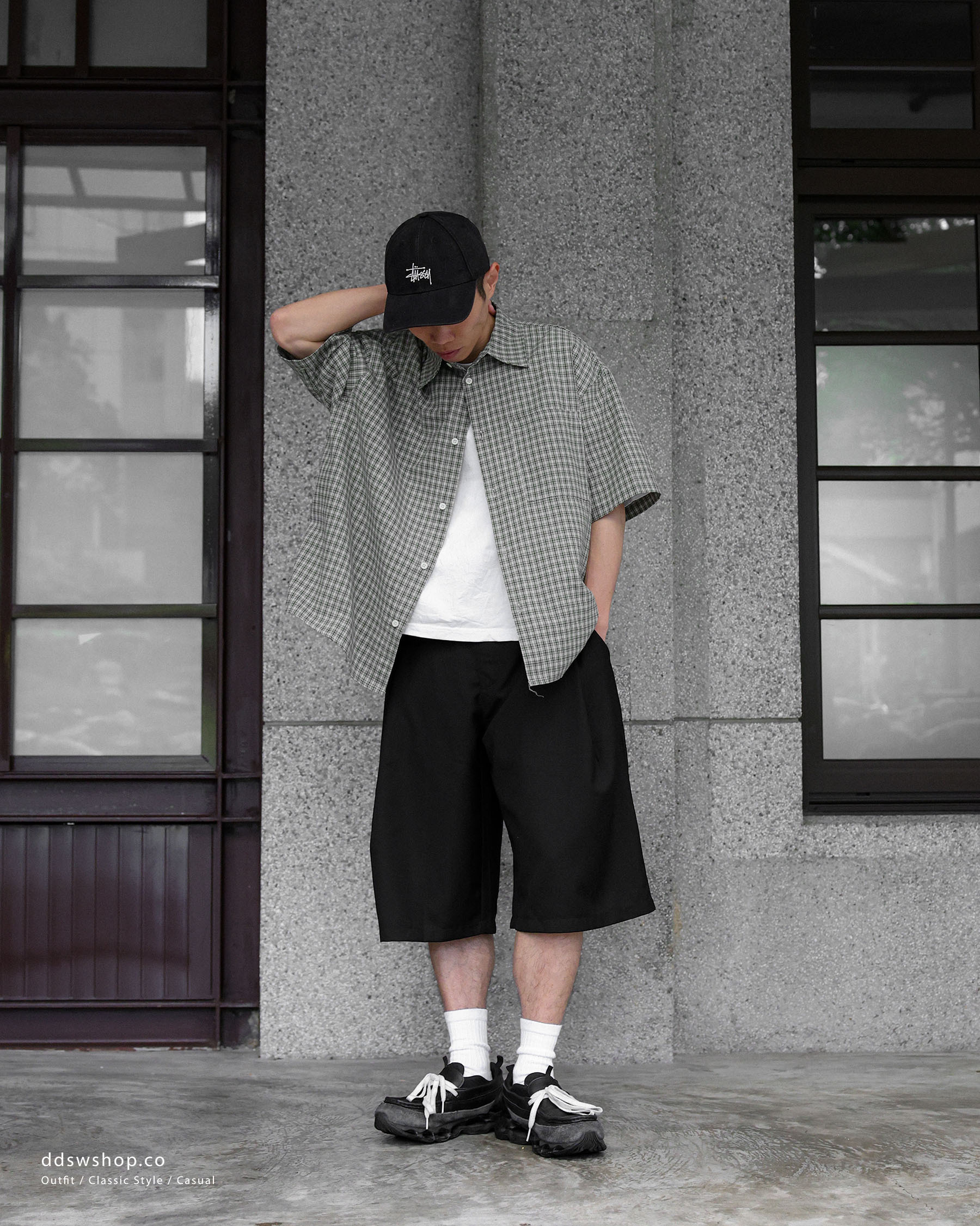 灰綠格紋復古襯衫 Urban Plaid Shirt ST-007