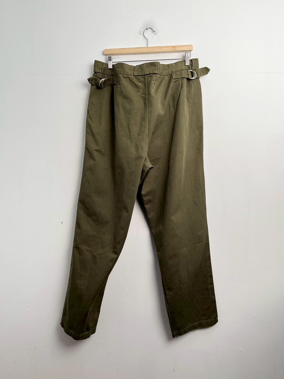 MAISON MARGIELA Stone Enzyme Wash Trousers Olive SIZE 3XL