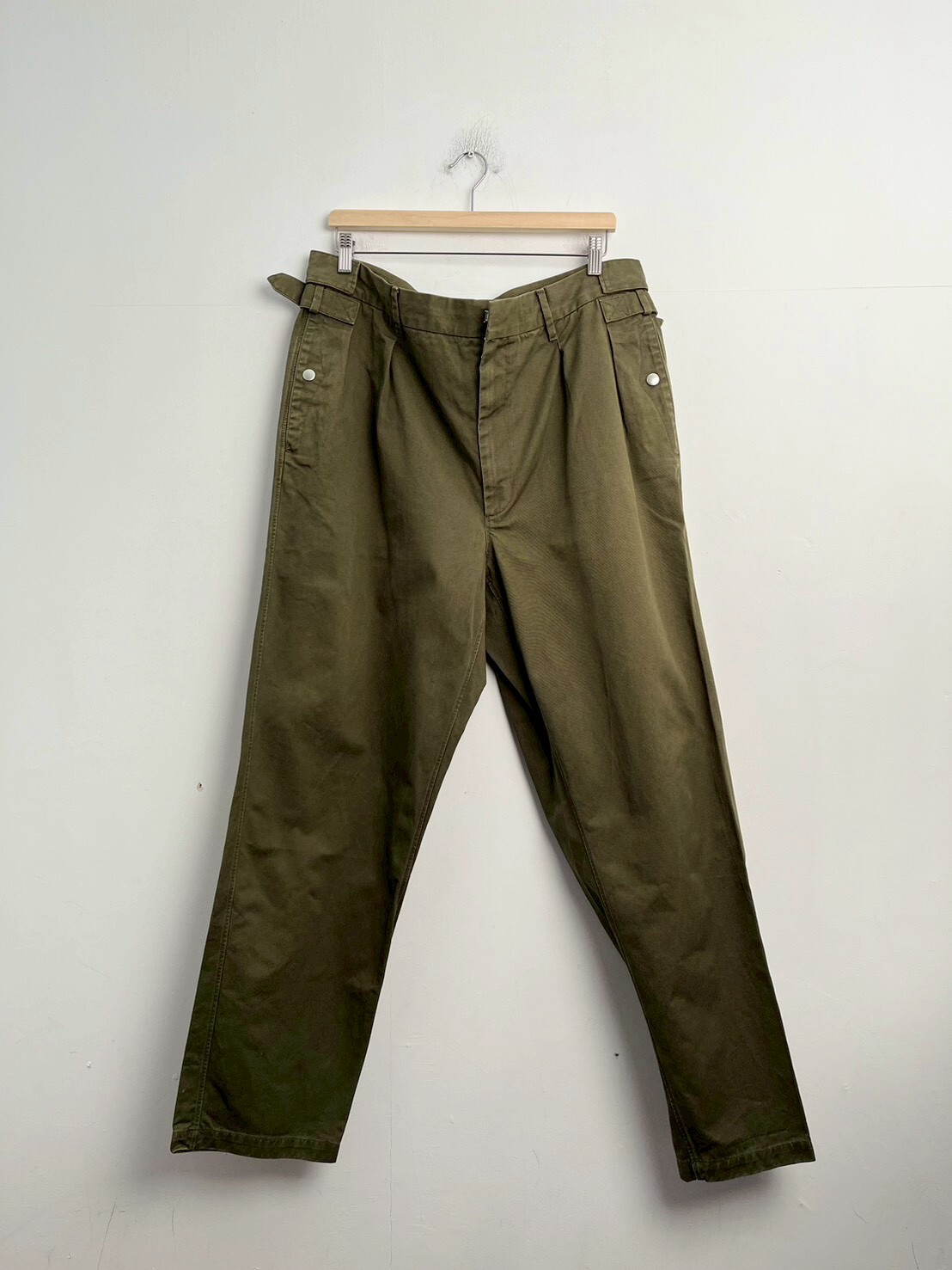 MAISON MARGIELA Stone Enzyme Wash Trousers Olive SIZE 3XL