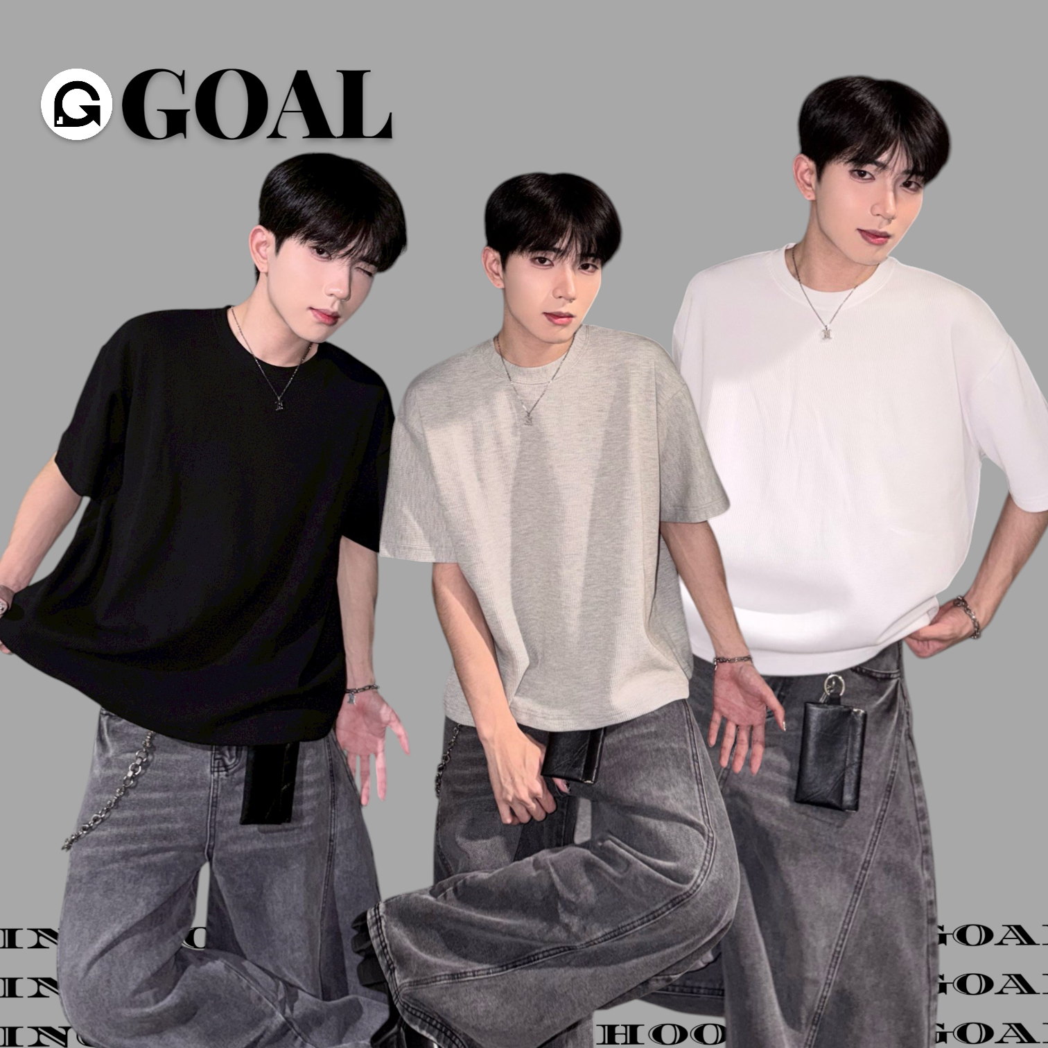 (GOAL) 厚磅華夫格寬短Tee 餅乾格 素TEE