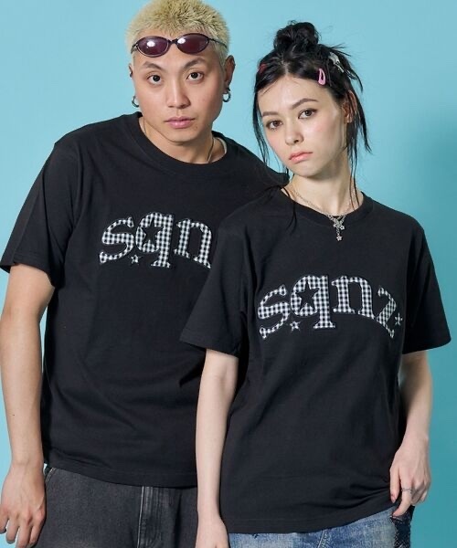 sqnz / star logo checkered applique tee