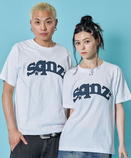 sqnz / star logo checkered applique tee