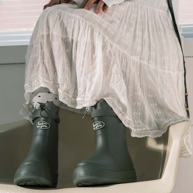 CR260505-C72 RE-RAIN SHIRRING BOOTS KHAKI