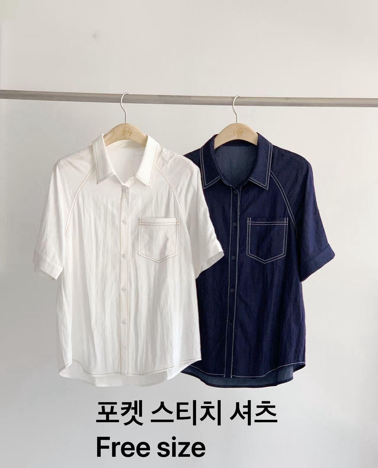 AW6204 明綫單口袋收腰襯衫