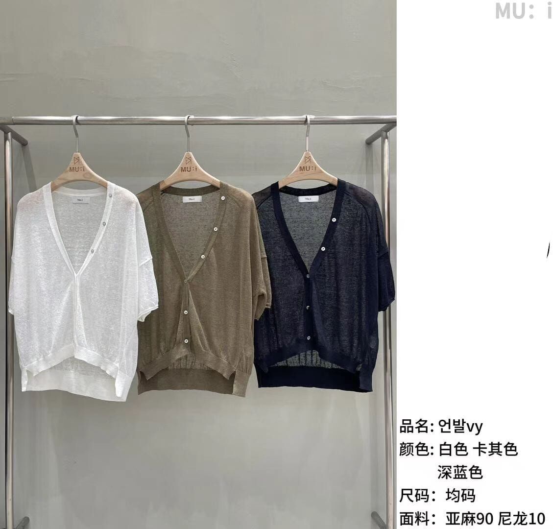 MU6232 斜排扣設計短袖上衣