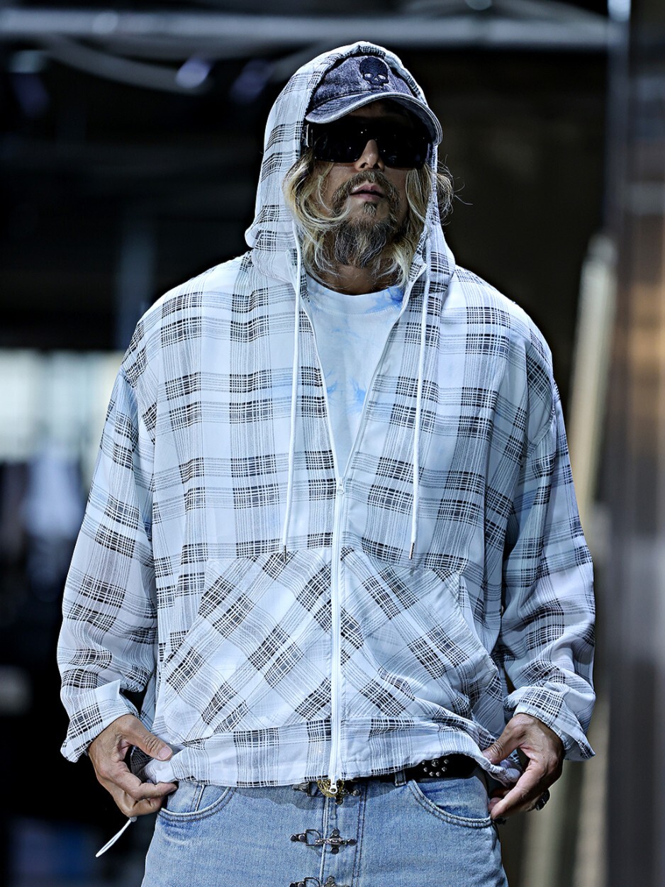 Solid color plaid sheer summer hooded zip-up sweater