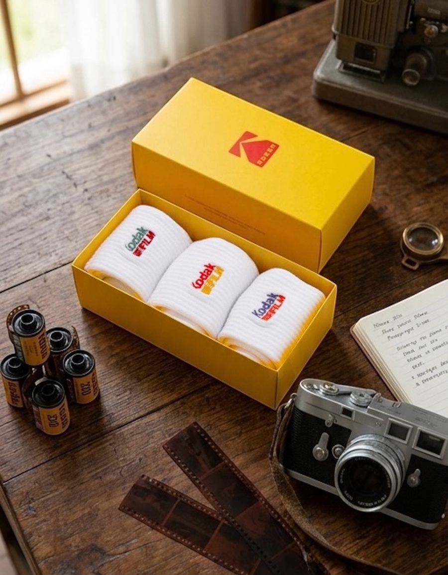 KODAK 柯達 撞色刺繡Logo 襪子 超值三入組
