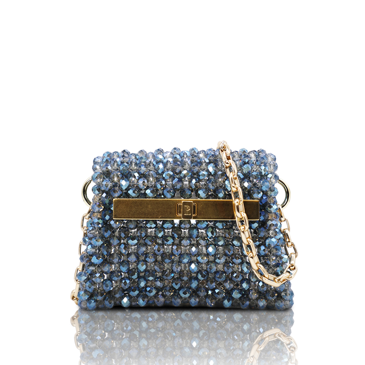 1PO0506-826 [PALERA MILANO] Jean's Selection - Mini Roma Lock Sparkle Blue Gold Hardware 100cm #BGMROL-CB10x8 (EU)