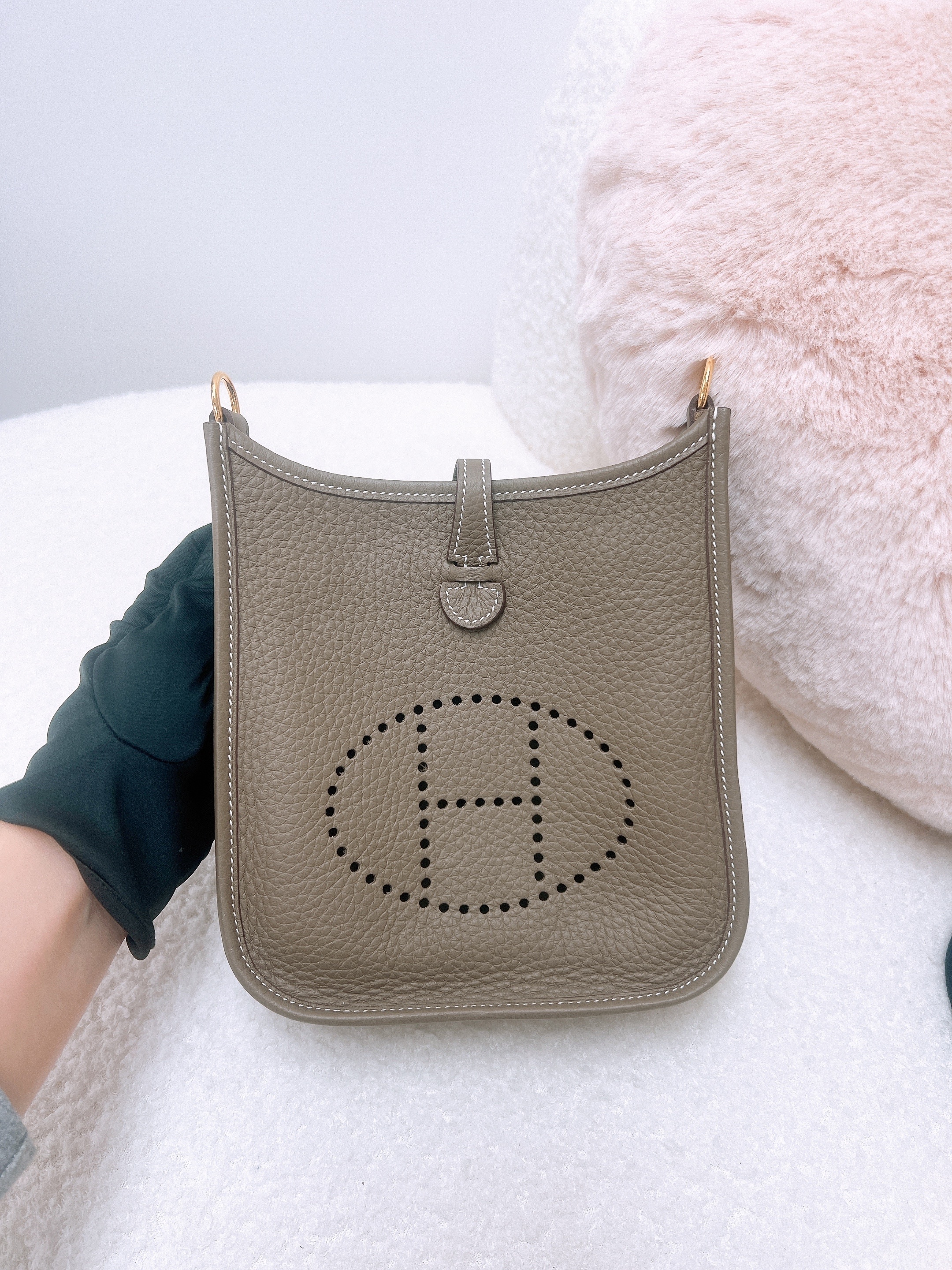 Hermes mini evelyne (etoupe/ GHW/ stamp K)