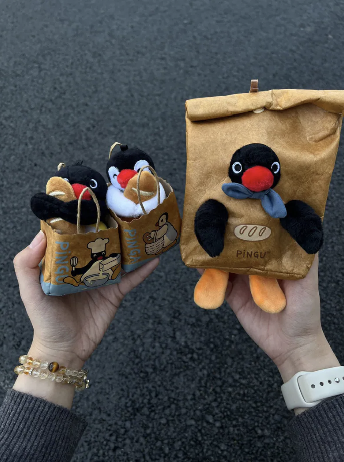 PINGU 企鵝家族 正版授權 麵包坊系列 紙袋 法棍 吊飾