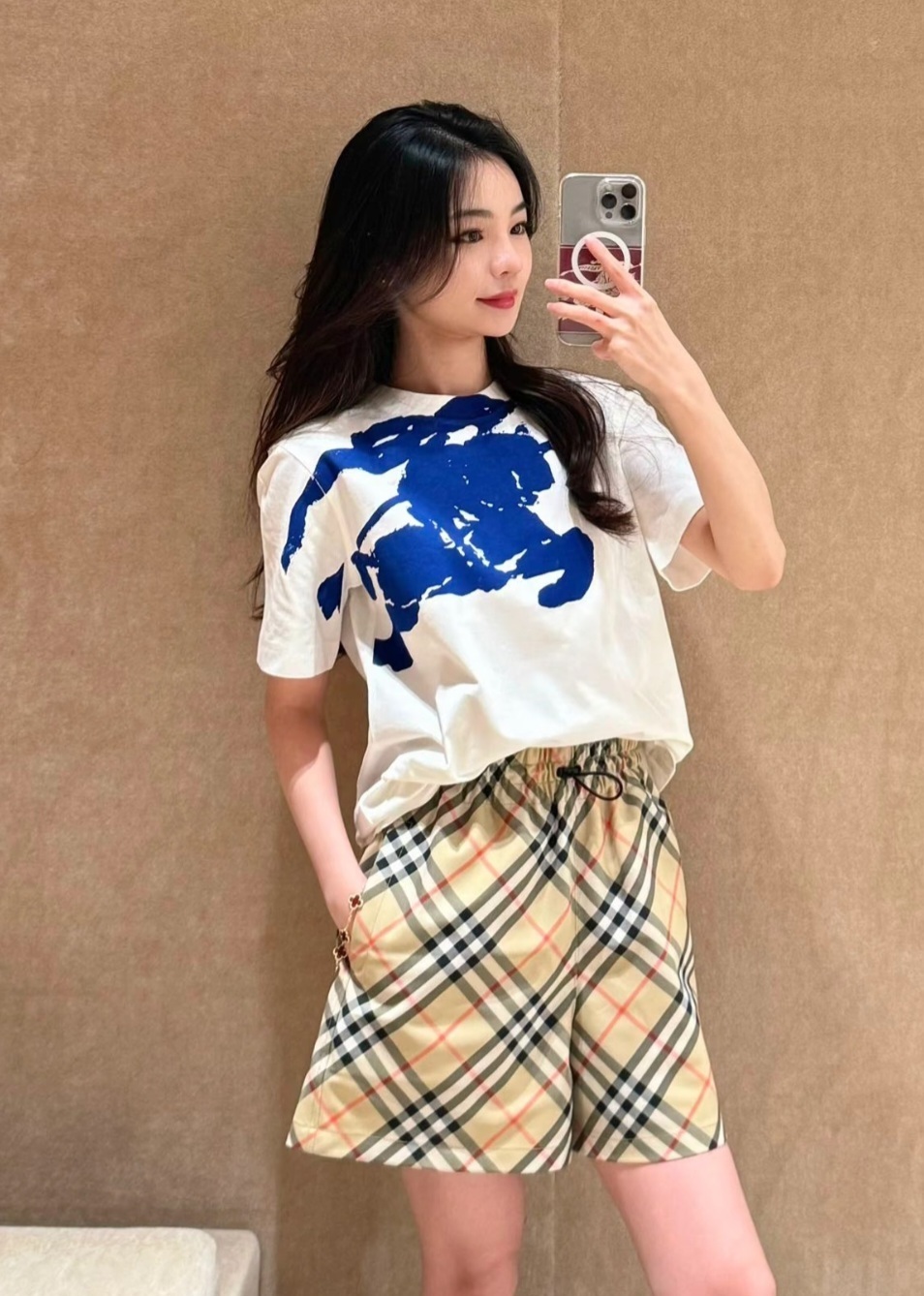 BBR 經典斜格短褲 女款