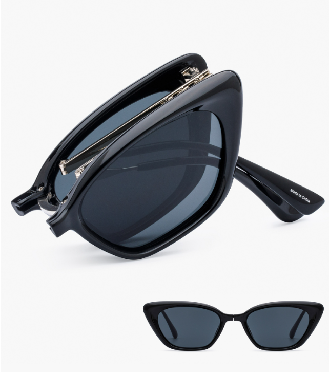 CR260505-C39 ENCLOS fold sunglassBLACK  送圓形眼鏡盒1個(顏色随機)