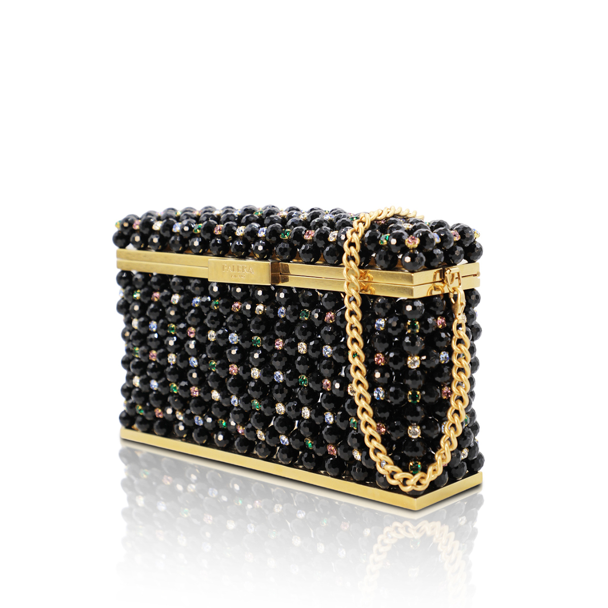 1PO0506-831 [PALERA MILANO]  Jean's Selection - Micro Long Black Multi Colour Gold Hardware 100cm #BGCMIL-C10DBA (EU)
