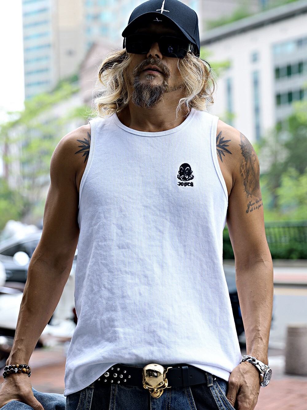 69 Clown Embroidered Ribbed Sleeveless Shirt