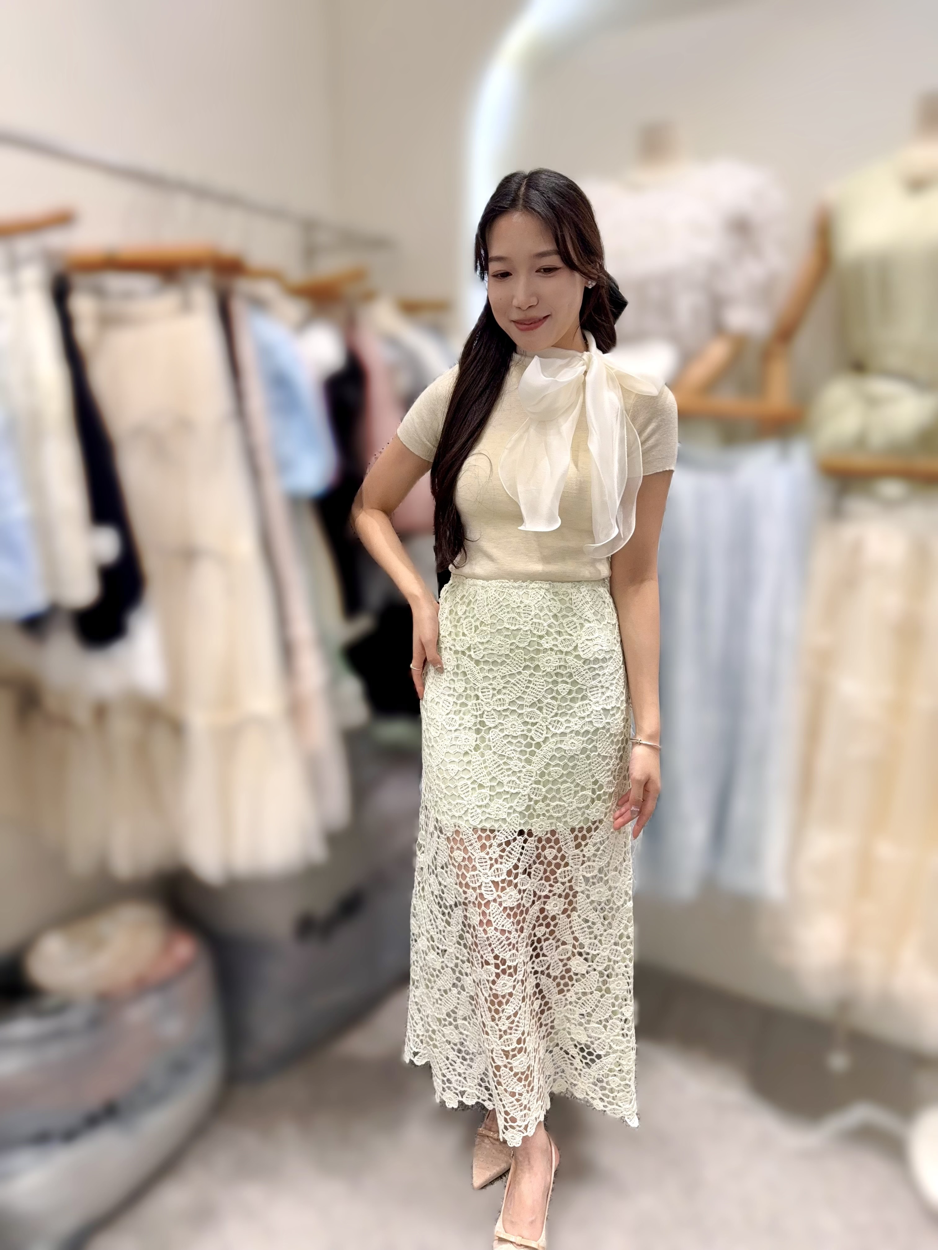 AW86  lace 裙 S腰26-31  HIP36  長37.5   M腰28-33 HIP38 長37.5  $529