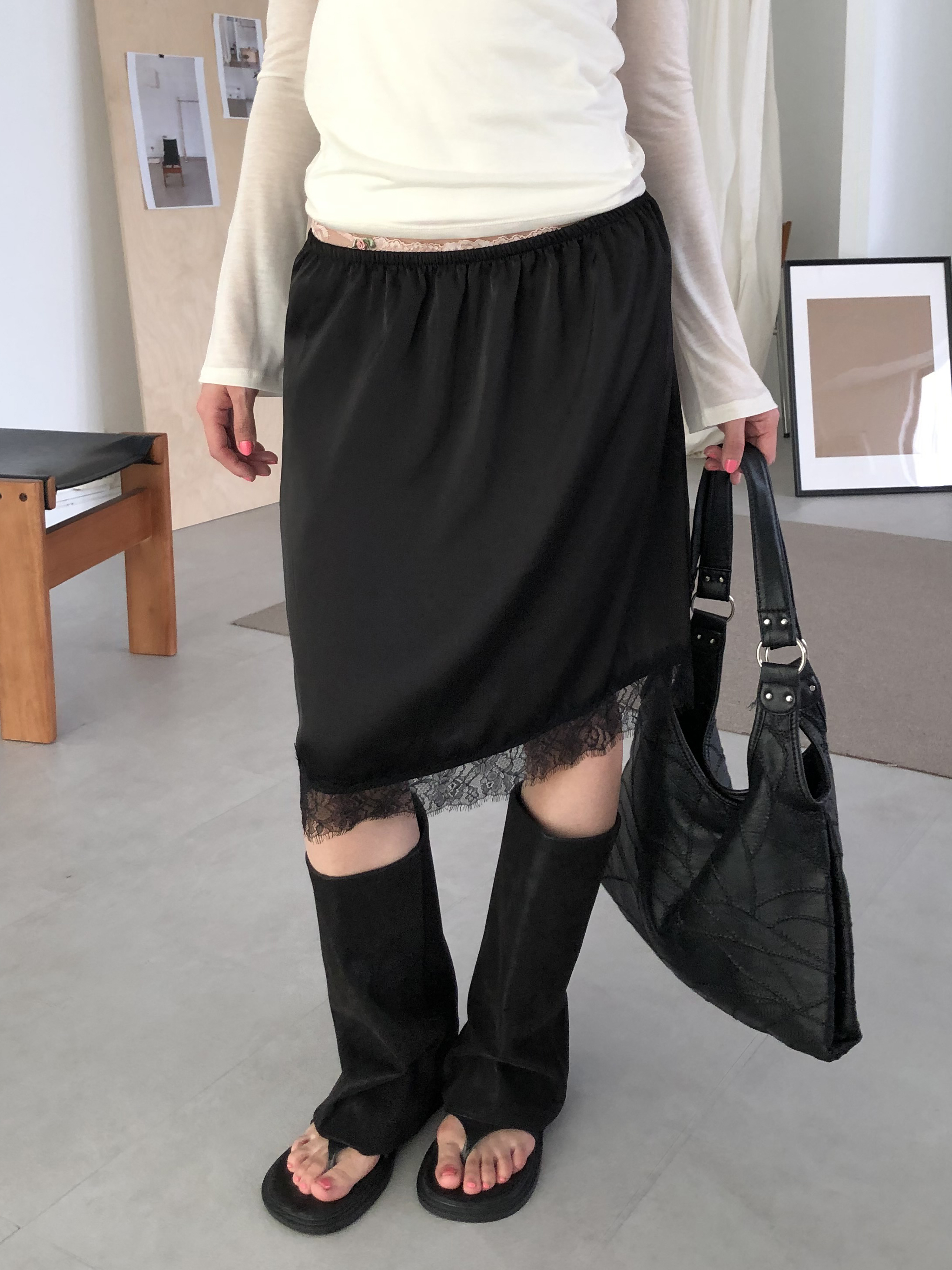 mood satin skirt #短裙