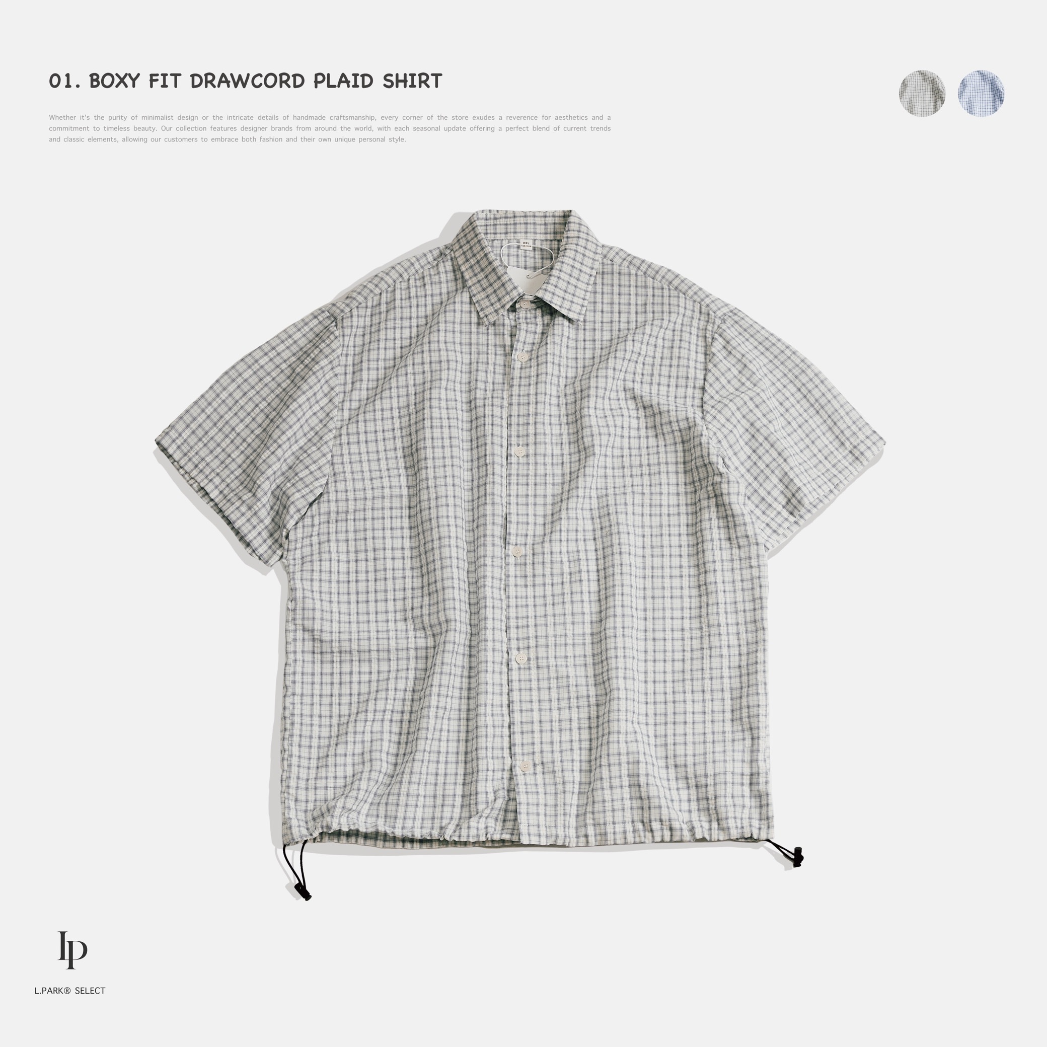 [ 預約販売 ]  L.PARK® SELECT - Boxy Fit Drawcord Plaid Shirt 「01 」