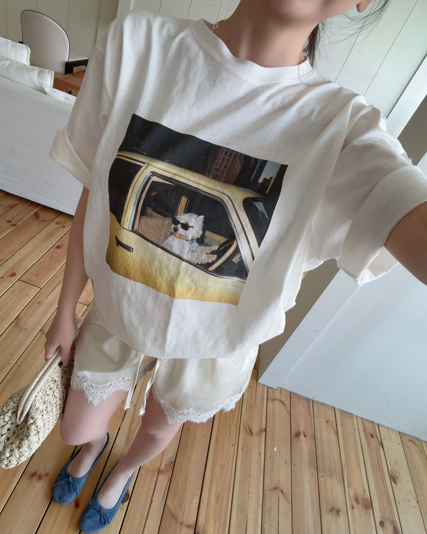 T5035 狗狗駕駛員大Tee / 白