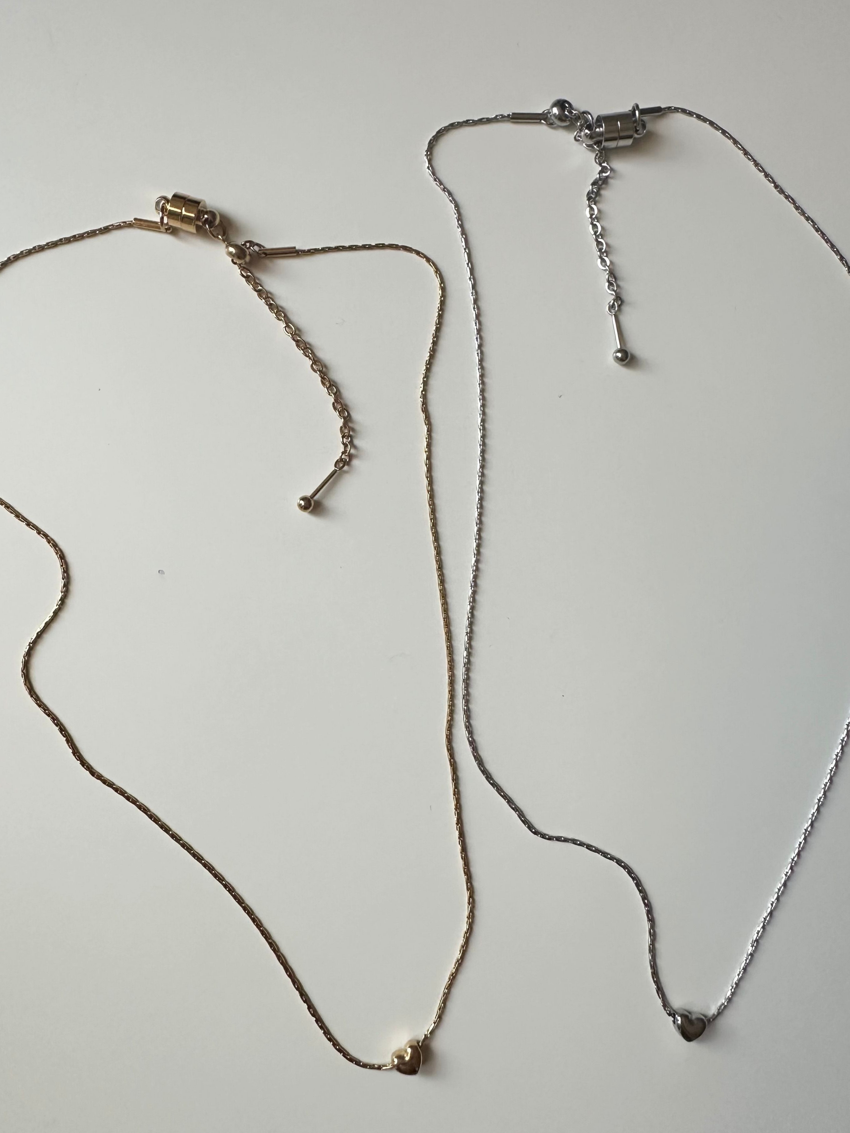 SS slide magnet heart bead necklace