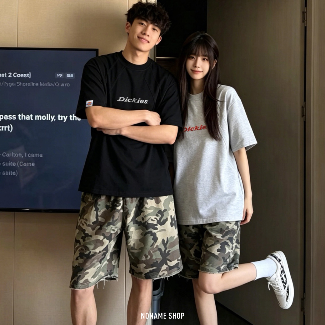 DICKIES 美式 復古 CLEANFINT 拼接 線條 寬鬆 落肩 短袖 四色 (男款)