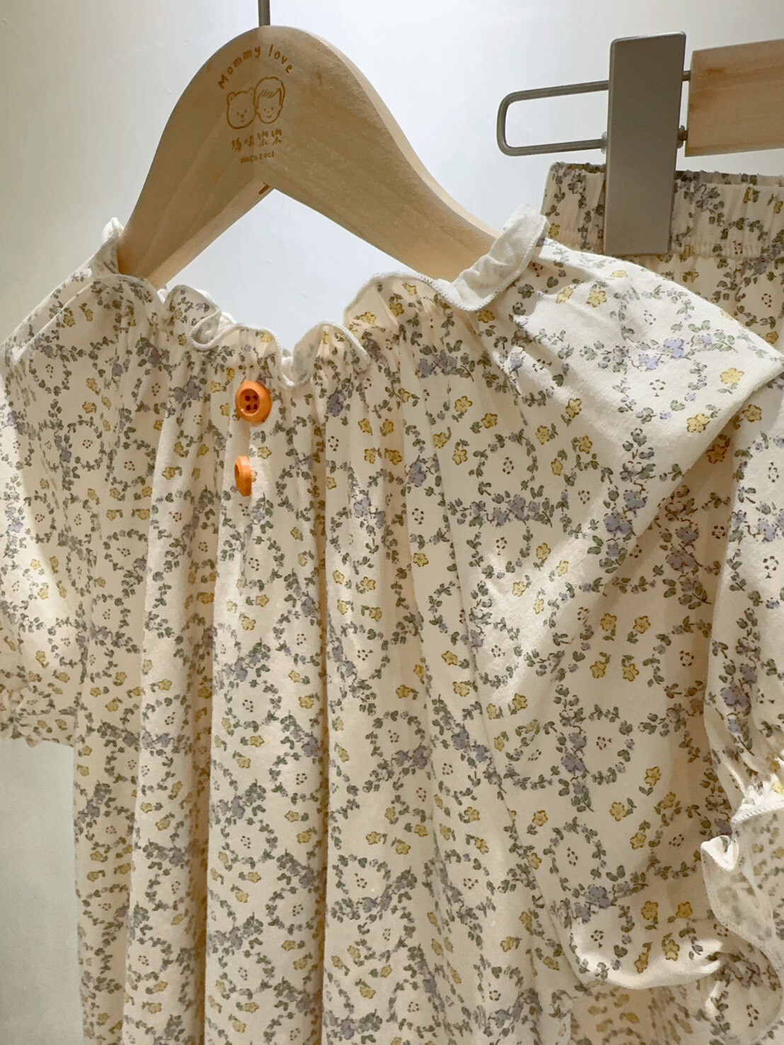 M40天絲家 澎袖碎花天絲家居服套裝