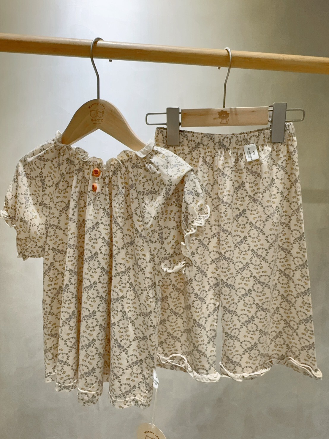 M40天絲家 澎袖碎花天絲家居服套裝