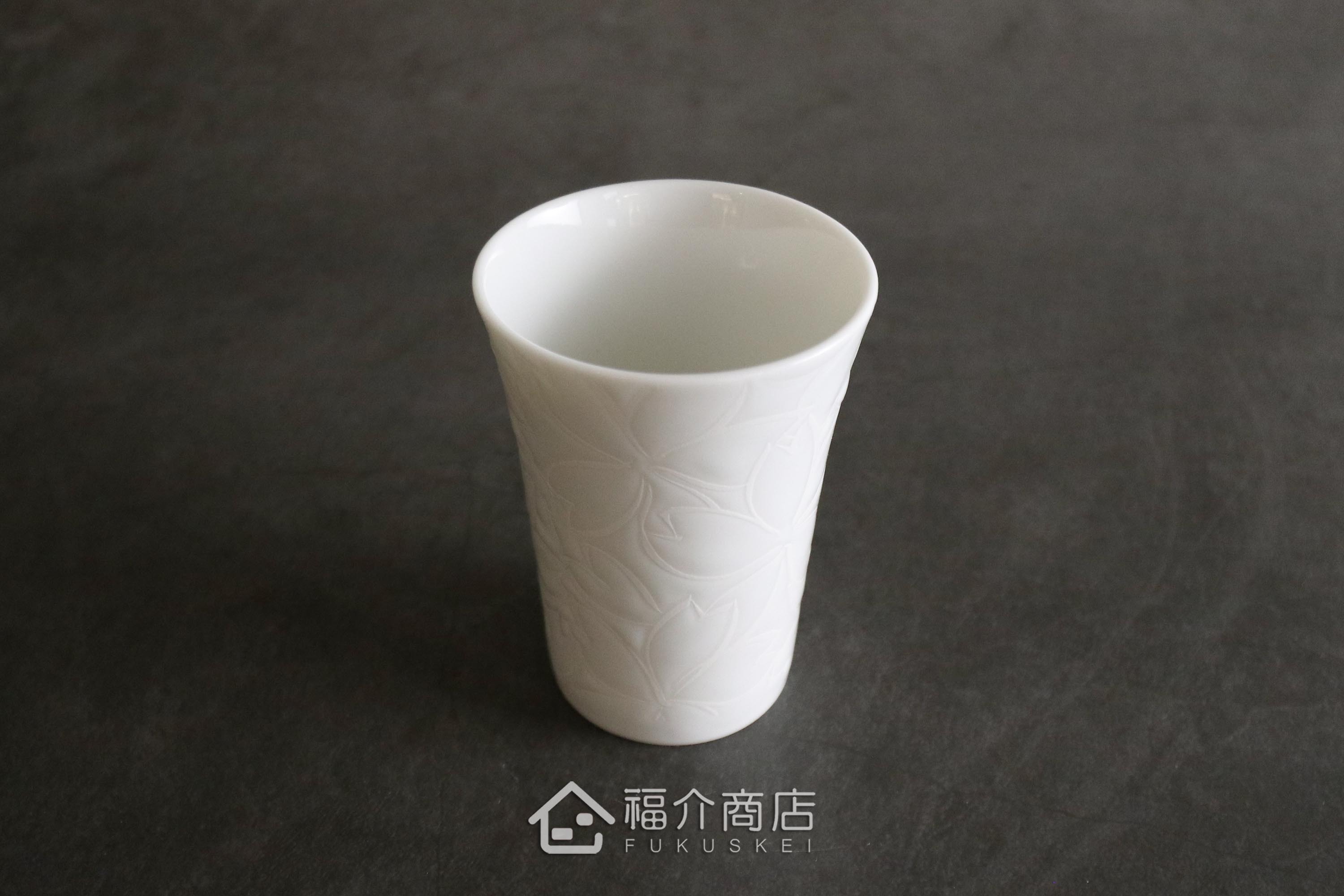 櫻花細長白瓷杯