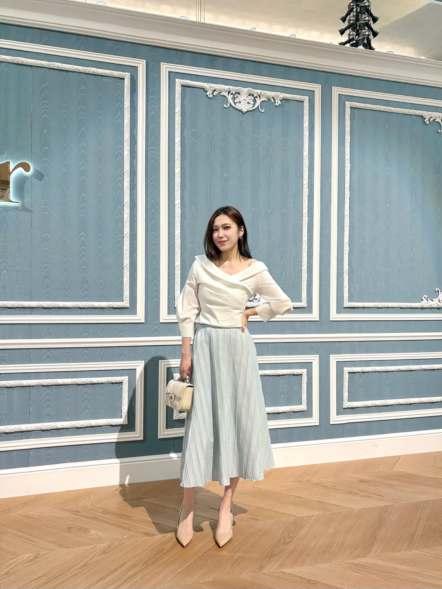 女主風!浪漫抽鬚條紋傘裙