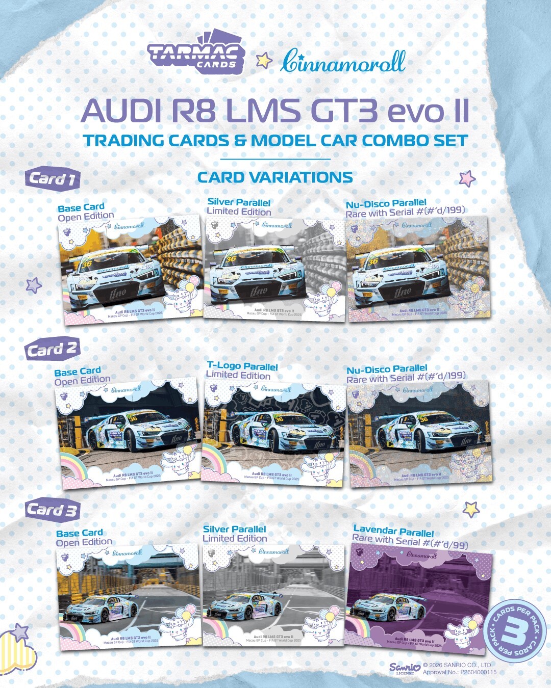 [預訂] Tarmac Works Audi R8 LMS GT3 evo II 澳門 GT 盃 - FIA GT 世界盃  2025 Uno Racing 方駿宇模型車＋收藏卡組合套裝