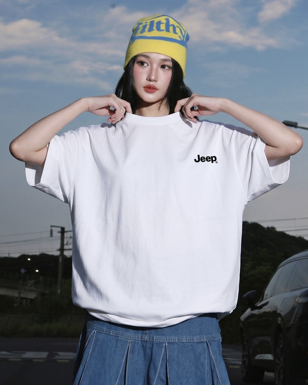 #預購 JEEP 美式純棉 清爽透氣 露營印花 寬鬆落肩 圓領短踢 六色