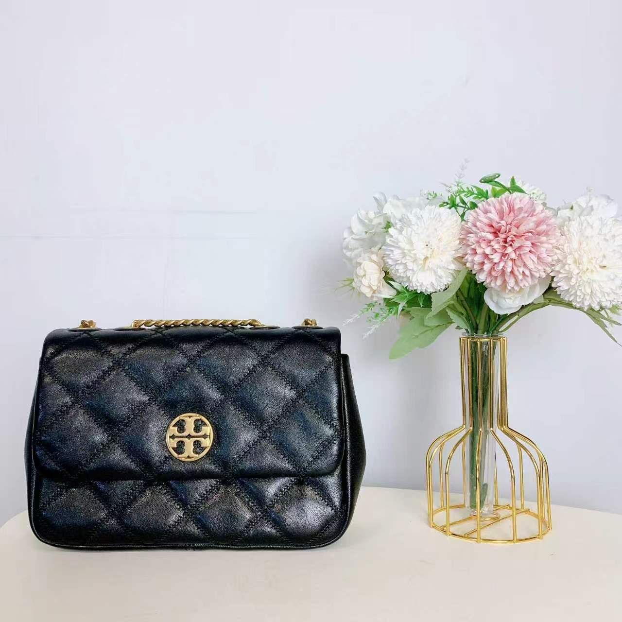 【預購】Tory Burch H050601 黑色經典金鏈條菱格包