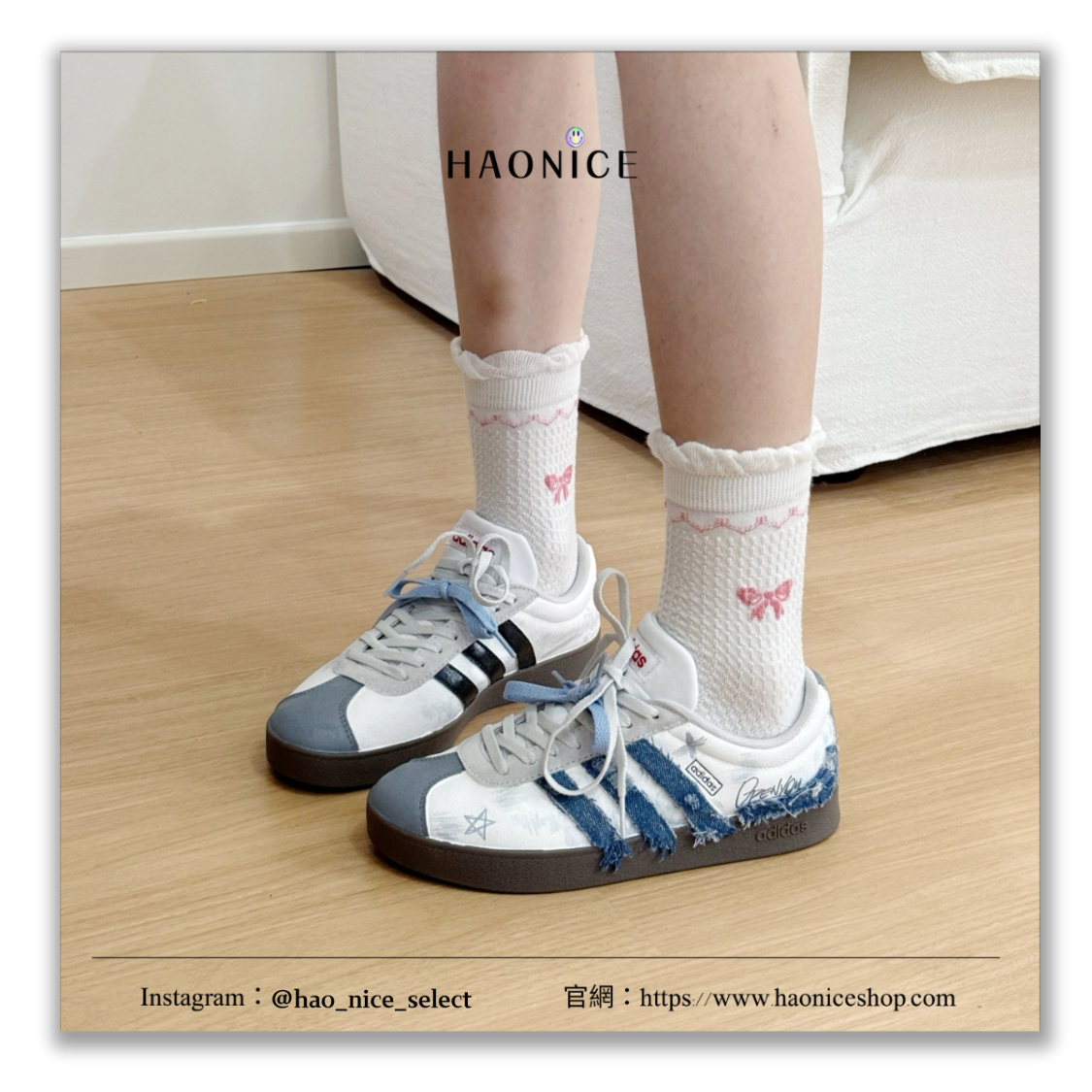 【HAO NICE】客製🎨adidas Neo VL Court⚡️湛藍牛仔 牛仔布 藍棕色 板鞋 休閒鞋 假一賠十 配合legit 驗貨