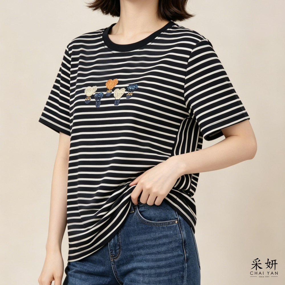 熱氣球亮片橫條短袖上衣